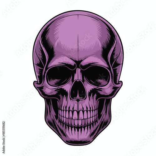 Purple Skull Illustration Portrait with Bold Art Style.