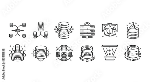 Illustrations of various data storage and processing systems