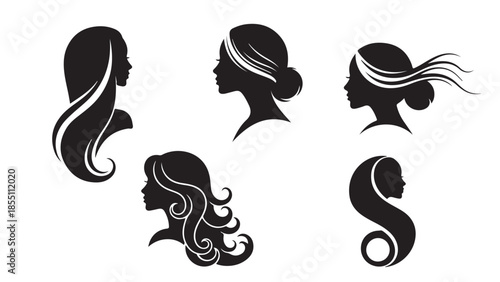 omen's Hairstyle Silhouettes or Beauty Salon Logos