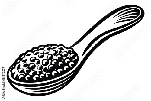 Spoonful of Black Caviar, Food on White Background Design