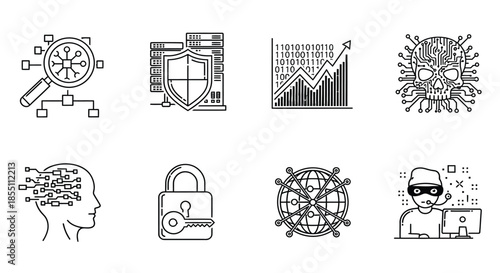 Icons representing data security and privacy
