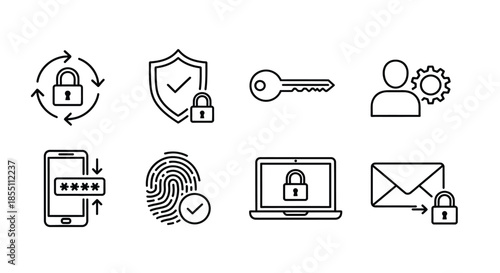 Various security icons representing data protection