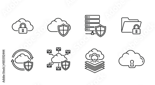 Cloud security and data protection icons