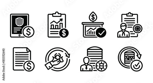 Financial planning and management icons