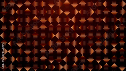 Abstract animated background featuring a dense grid of glowing orange arrows made from striped gradient lines, shifting direction randomly to create a dynamic modern seamless loop motion design.