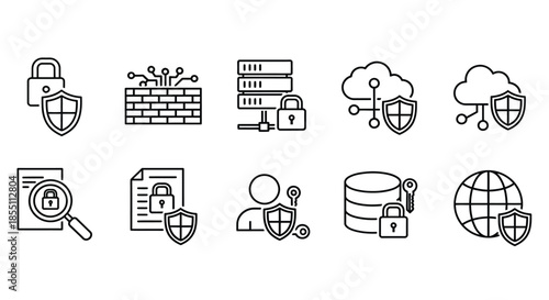 Various icons representing security and data protection