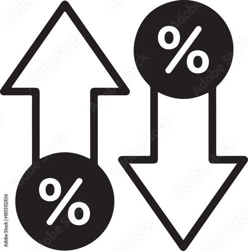 Black and white percentage arrows on