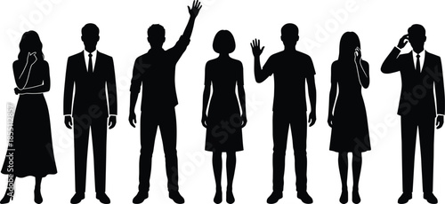 Diversity Group of People Silhouettes Standing Together in Various Poses Representing Business Teamwork Community Social Inclusion Global Connection and Communication