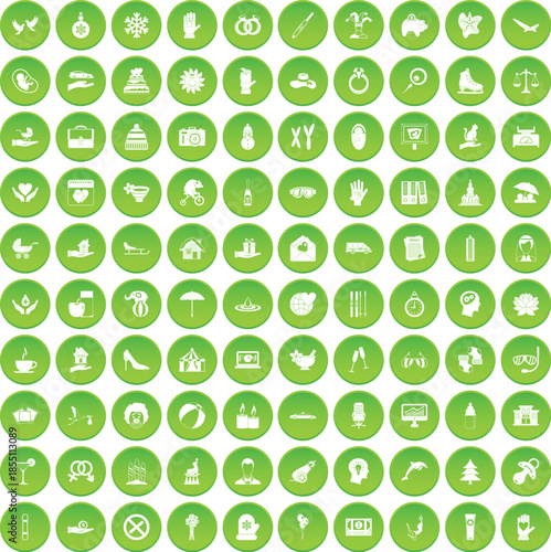 100 joy icons set green circle