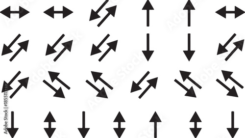 Collection of black arrows on for direction concepts