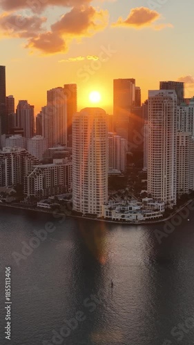 Wallpaper Mural Sunset Skyline At Miami In Florida United States. Sunset City. Stunning Biscayne Bay. Downtown District. Sunset Skyline At Miami In Florida United States. Highrise Buildings. Torontodigital.ca