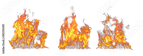 set of fire flame siaolated on transparent 