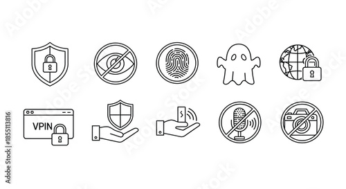 Cybersecurity icons illustrating various protection methods
