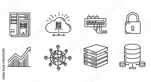 Cloud computing and data security icons