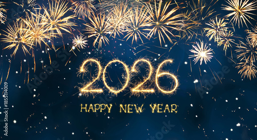 Greeting card Happy New Year 2026.