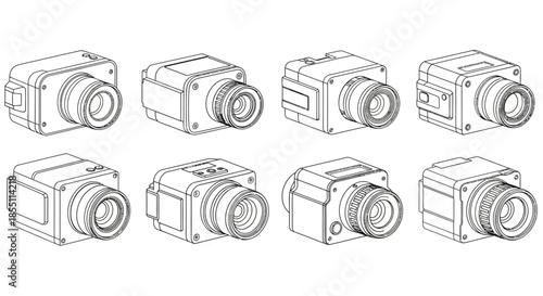 Multiple camera modules displayed in various orientations