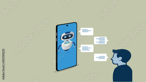 Customer support..Chat bot AI and customer service concept.Chat bot virtual assistant via messaging. Helping