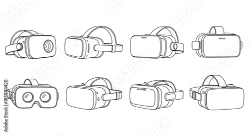 Various views of virtual reality headsets