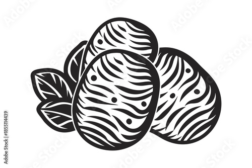 Two potatoes art design on a white background simple style
