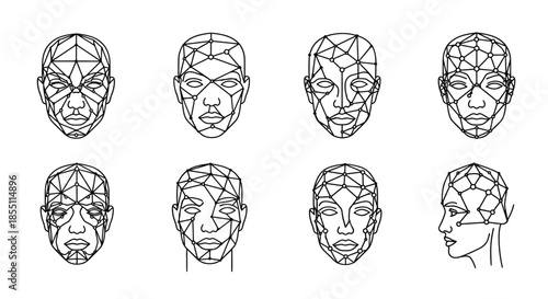 Abstract faces in geometric patterns
