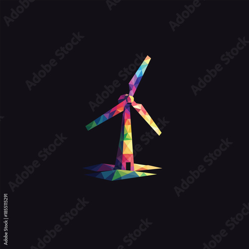 windmill, wind logo, polygon logo, logo design