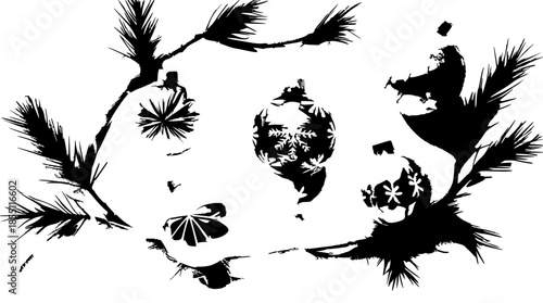 set of black and white silhouettes of flowers
