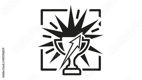 Trophy with lightning bolt arrow symbolizing success, achievement, and rapid growth