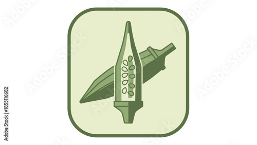 Okra Pods Icon - Healthy Vegetable Illustration