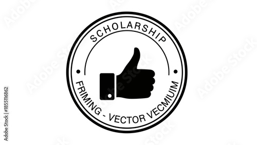 Scholarship Approval Stamp with Thumbs Up Icon and Text
