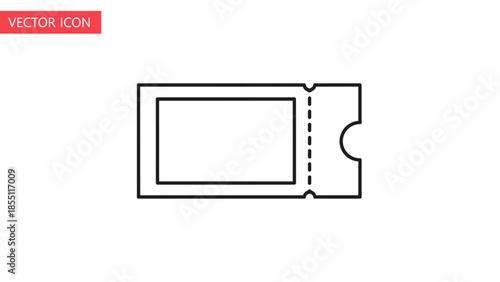 Blank Ticket Icon Vector Illustration - Simple Design for Entry or Event Access