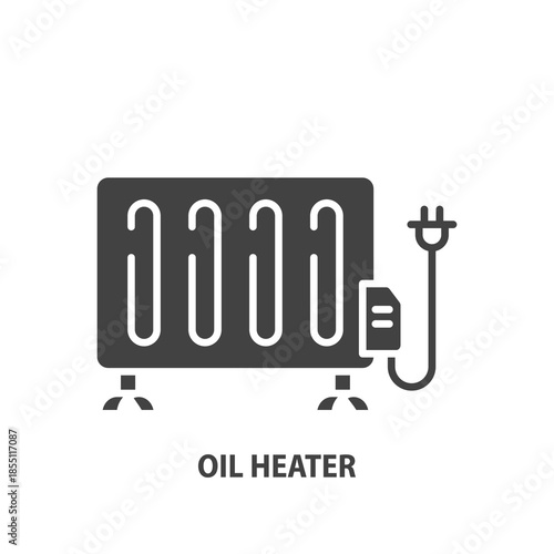 Oil heater glyph icon. Electric heating  vector sign.