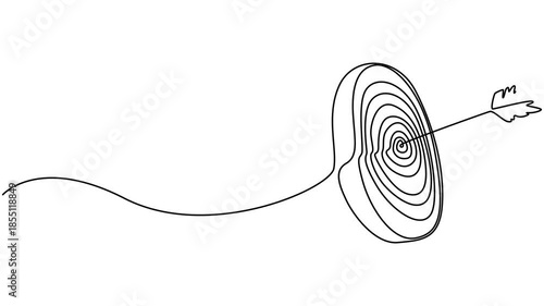 Animation of Continuous one line drawing arrow in center of target. Full length self drawing of single line animated video 4k resolution, Animated self drawing of Continuous one line drawing of arrow 