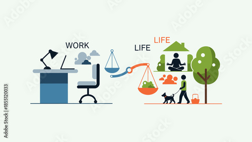 Work Life Balance Scales Illustration Concept.