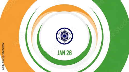 Indian Republic Day Abstract Graphic with Ashoka Chakra and Flag Colors on January 26