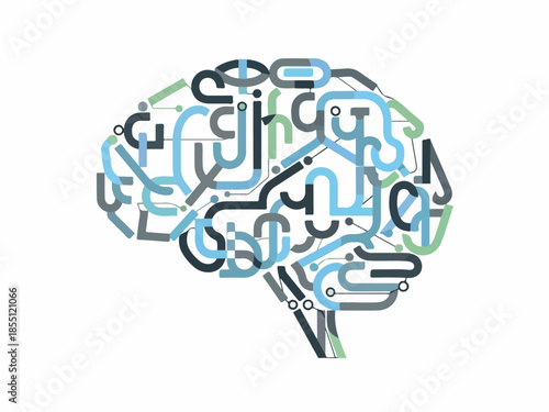 Abstract illustration of a stylized brain, showcasing neural pathways and cognitive processes