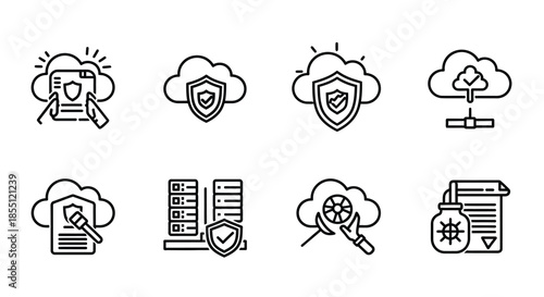 Cloud security and data management icons