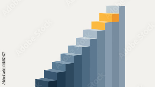 Blue and Orange 3D Bar Graph.