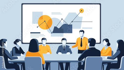 Business People in Meeting with Graphs.