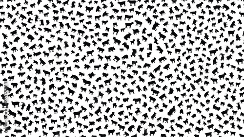 Black silhouettes of various goats and sheep on white background