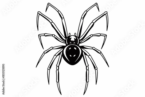 Black and White Spider Vector Illustration