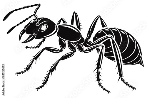 Stylized Black Ant Insect Vector Illustration