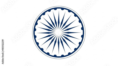 Blue Ashoka Chakra Indian National Symbol Isolated on White Background Vector