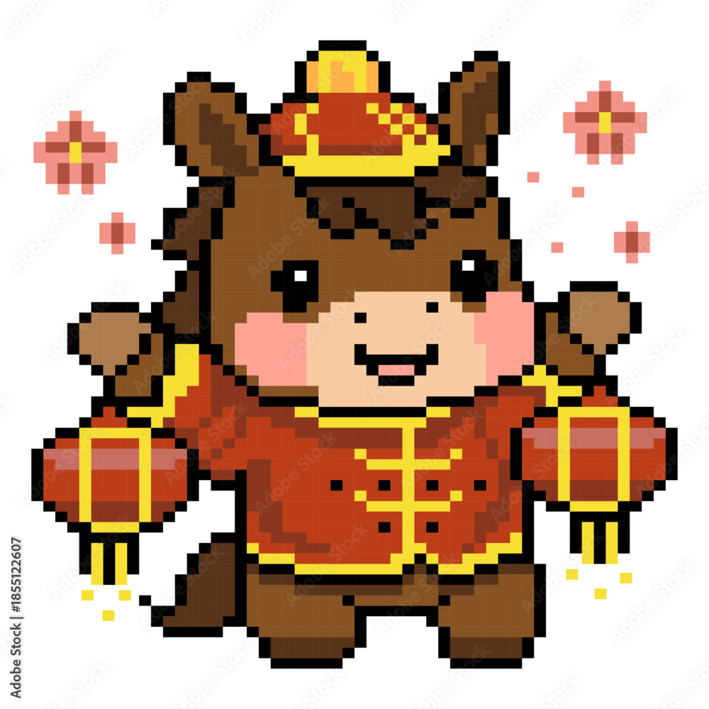 Fototapeta premium Pixel Zodiac Horse Lantern Celebration