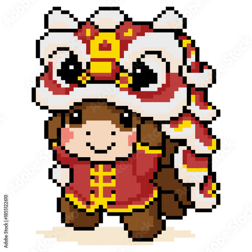 Pixel Zodiac Horse Lion Dance Costume