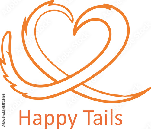 A charming orange heart design symbolizing happy pet tails and animal companionship