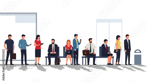 Diverse Group of Business Professionals Waiting.