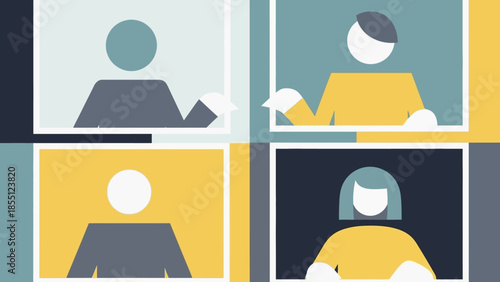 Four People in Video Conference Call.