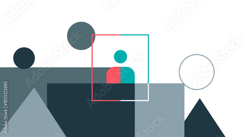 Geometric Shapes and Abstract Human Figure.