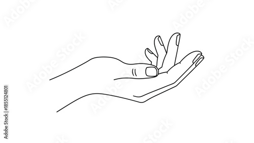 Open Hand Offering Gesture, Line Drawing, Minimalist, Isolated on White