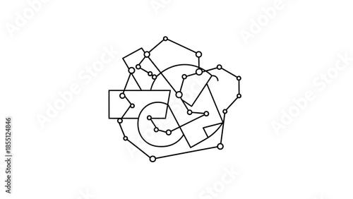 Abstract geometric network connection, lines and dots, digital concept